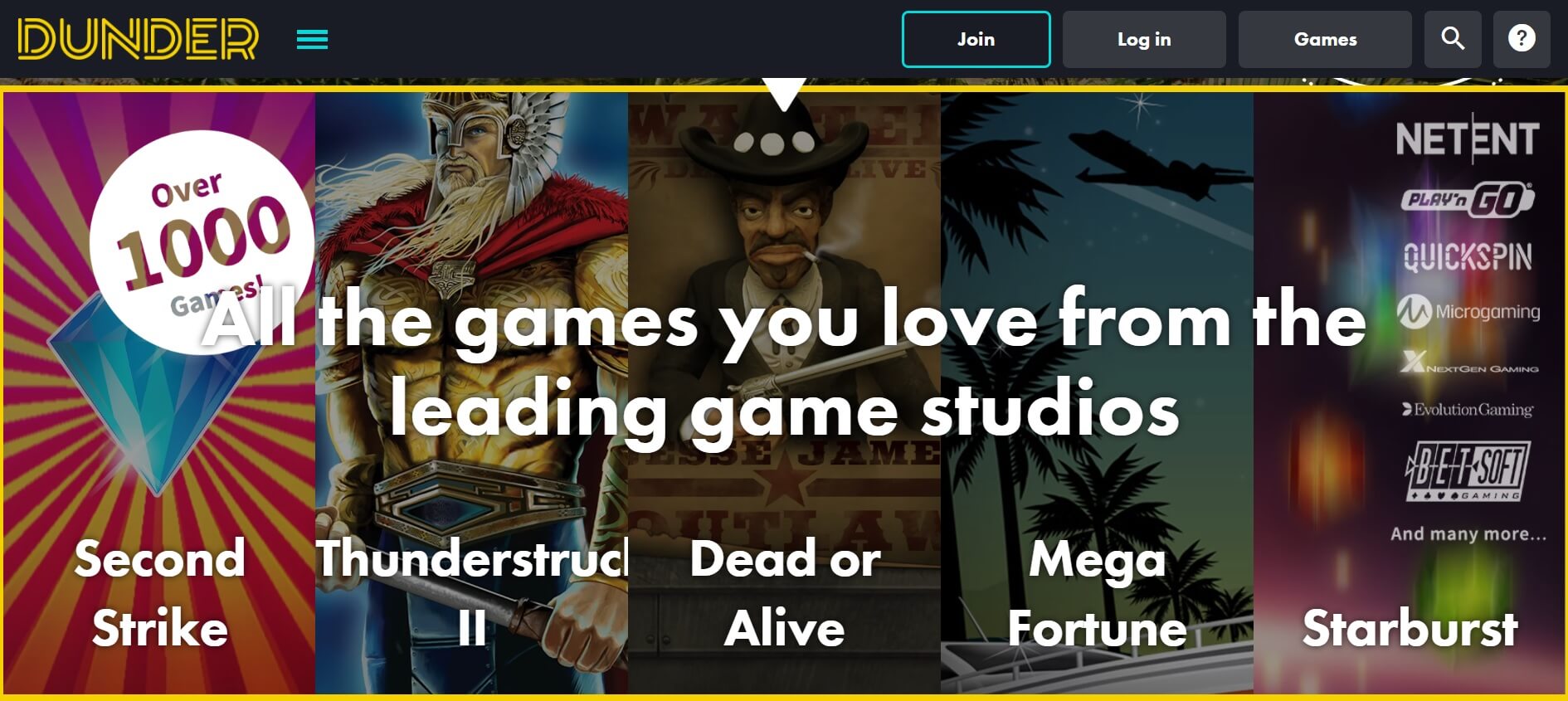 dunder casino games